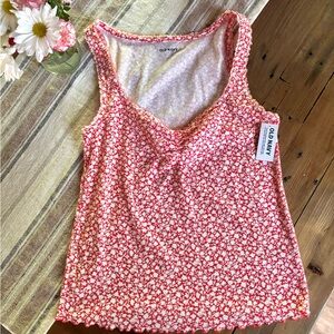 Old Navy Red Ruched Sleeveless Tank Top